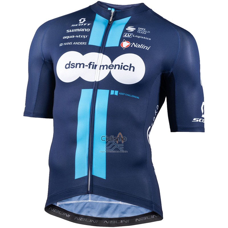 Team DSM Firmenich Ropa Ciclismo Culotte Corto 2023 Mangas Cortas Verde Azul